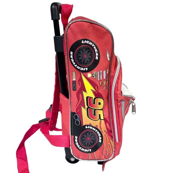 Disney Pixar Cars Lightning McQueen Rolling Mini Backpack Luggage Travel Kids - Picture 4 of 14
